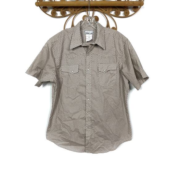 Wrangler Men's Pearl Snap Button Down shirt short sleeve L - Picture 1 of 5